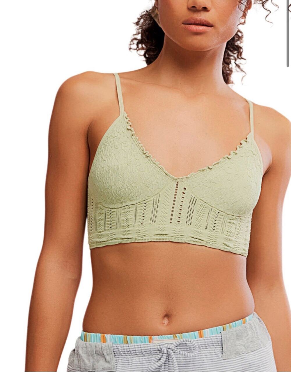 NWT Intimately Free People Green Heirloom Seamless Bralette Size M/L Boho Indie